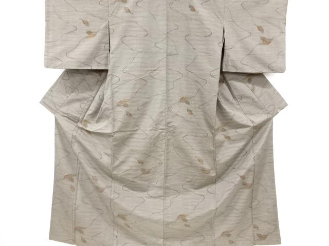 JAPANESE KIMONO / VINTAGE KIMONO / SILK / DORO OSHIMA TSUMUGI / WOVEN LEAVES / 9MARUKI